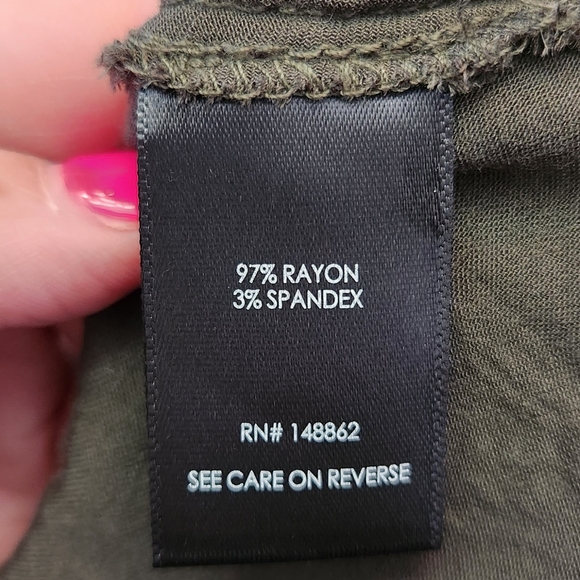 Size 4 Torrid Military Green Bell Sleeve Tie Waist Top - Picture 4 of 4